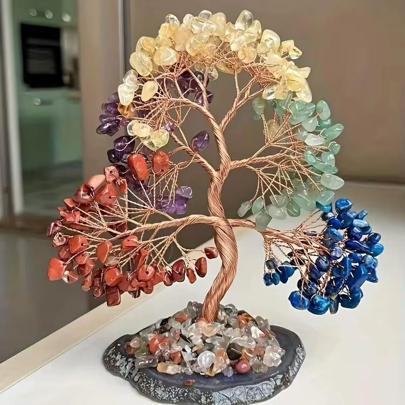 Natural Healing Chakra Gem of Life Crystals Gravel Trees Crystal Stones Handmade Chips Gifts for Home Fengshui Decor