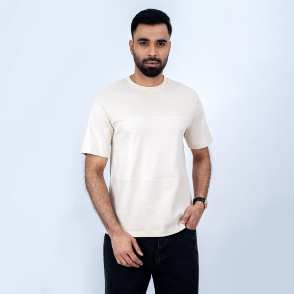 Richman Men’s Round Neck Beige Color Solid T-Shirt